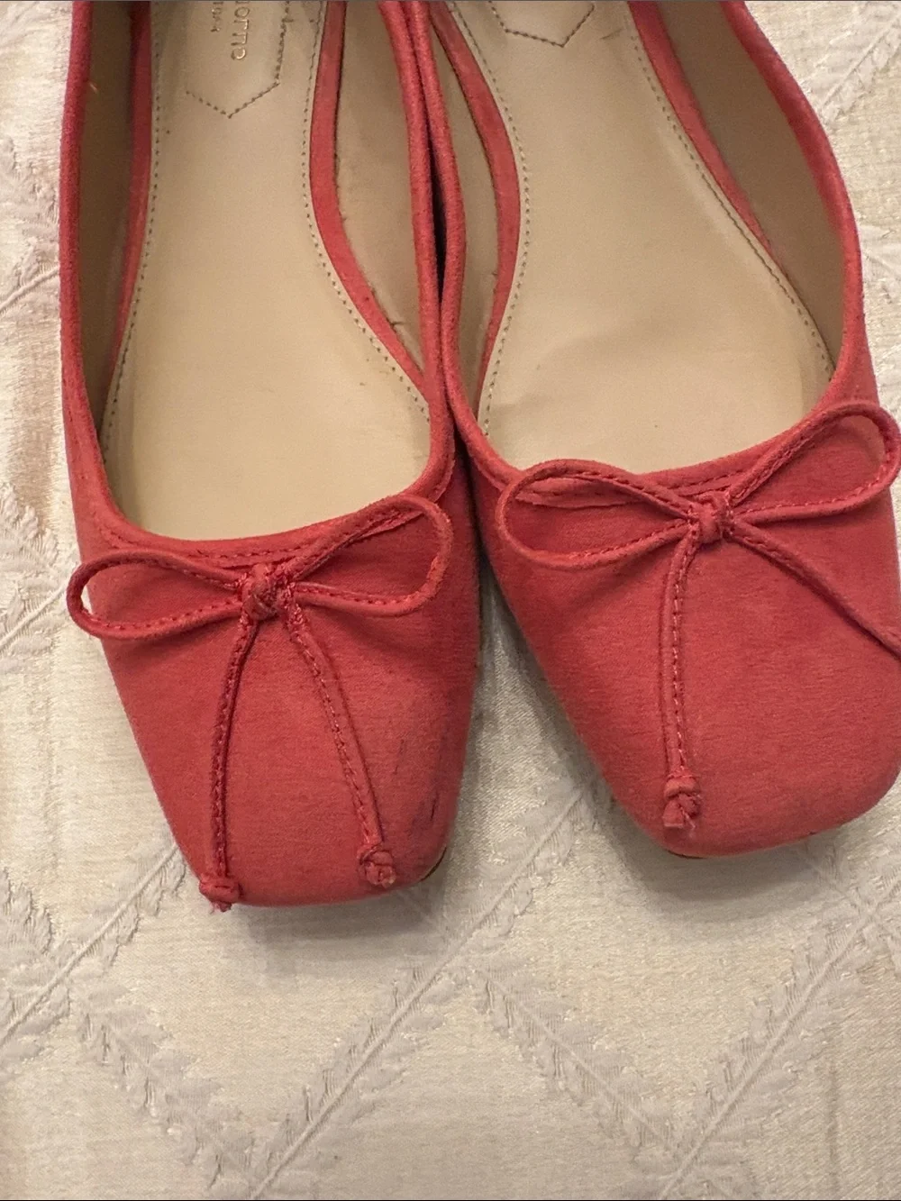 Liz Claiborne Coral Suede Square-Toe Ballet Flats